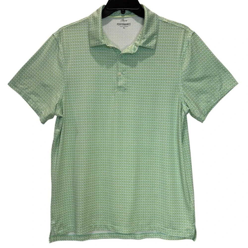 Men’s J.Crew Performance Polo Shirt Green Size XL Short Sleeve Moisture Wicking